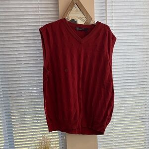 Saddlebred V-Neck Sweater Vest in Rich Red
